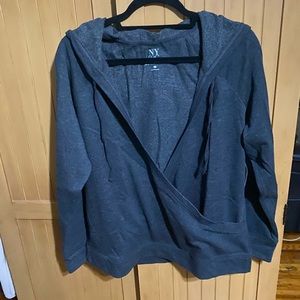 NY&Company Hooded Top crisscross open Sweatshirt GREY/Size LARGE
